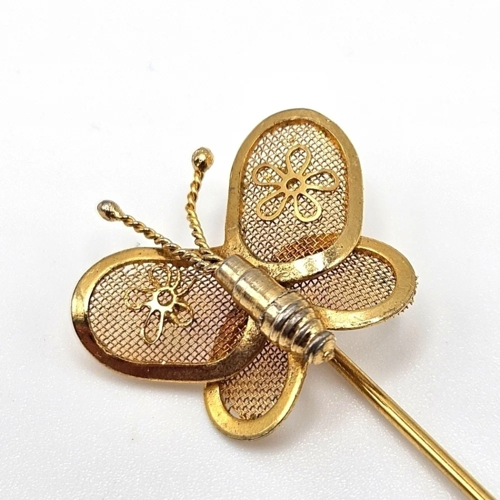 VINTAGE CMA Gold-Tone 3D Butterfly Stick Pin